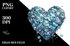 3D Diamond Ice Heart Digital Painting PNG Product Image 2