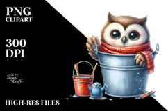 Funny Owl Bucket Sticker Clipart Product Image 2