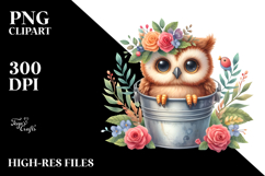 Funny Owl Bucket Sticker Clipart Product Image 2