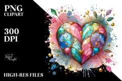 Colorful Heartmade of with Goldern Insertions PNG Product Image 2