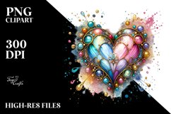 Colorful Heartmade of with Goldern Insertions PNG Product Image 2