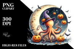 Octopus with Jack-o-Lanterns PNG Product Image 2