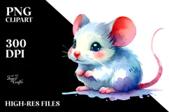 Simple Watercolor Cute Baby Mouse PNG Product Image 2
