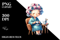 Watercolor Character Tea Cup Chair Hair Curlers Product Image 2