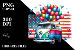 Vintage Van with Balloons, White Background Product Image 2