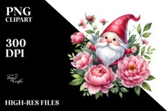 Cute Gnome Air Peonies Watercolor Product Image 1