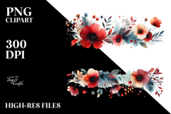 Colorful Abstract Frame with Red Flowers PNG Product Image 2