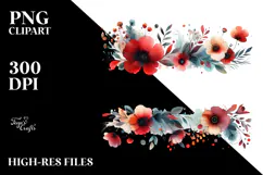Colorful Abstract Frame with Red Flowers PNG Product Image 2