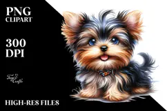 Baby Yorkshire Terrier with Big Eyes PNG Product Image 2