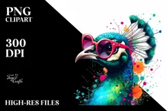 Quirky Peacock with Sunglasses, Colorful Art Product Image 3
