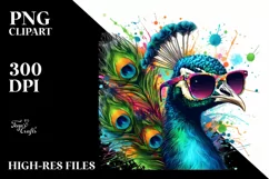 Colorful Peacock in Sunglasses, Quirky Art Product Image 3