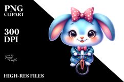 Cute Rabbit Riding Unicycle PNG Product Image 2