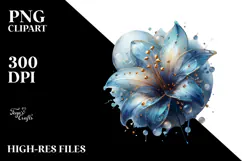 Abstract Lobelia with Golden Insertions PNG Product Image 2
