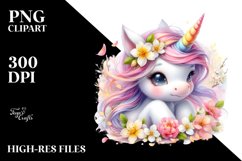 Baby Unicorn Spring Petals | Clipart Product Image 3