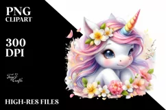 Baby Unicorn Spring Petals | Clipart Product Image 3