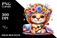 Smiling Cute Watercolor Baby Lion PNG Product Image 2