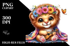 Smiling Cute Watercolor Baby Lion PNG Product Image 2