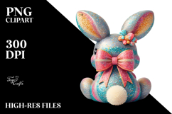 Colorful Retro Bunny View from Back, Transparent PNG Product Image 2