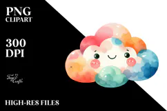 Smiling Colorful Watercolor Sun PNG Product Image 2