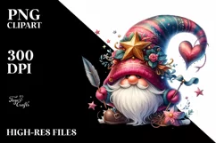 Digital Painting of Valentines Gnome with Hat and Star Product Image 2