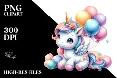 Cute Baby Unicorn Baloons | Clipart Product Image 3