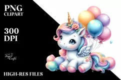 Cute Baby Unicorn Baloons | Clipart Product Image 3
