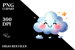 Simple Smiling Whimsical Cloud PNG Product Image 2