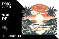 tshirt Vector Style Tropical Beach Sunset PNG Product Image 2