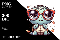 Cute Turtle with Oversized Sunglasses PNG Product Image 2