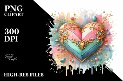 Colorful Heart on Wood PNG Product Image 2