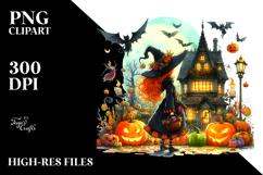 Simple Vibrant Witch for Halloween | Sublimation Clipart Product Image 2