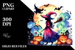 Simple Vibrant Witch for Halloween | Sublimation Clipart Product Image 1