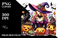Simple Vibrant Witch for Halloween | Sublimation Clipart Product Image 1