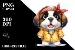 Excited Baby Saint Bernard Caricature-Like with Raincoat Product Image 3