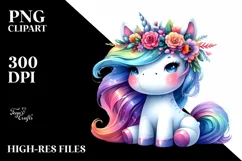 Vibrant Cute Unicorn Drawing PNG Product Image 3