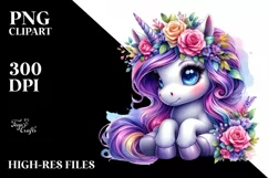 Vibrant Cute Unicorn Drawing PNG Product Image 3
