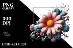 Glossy Daisy in Frame PNG Product Image 2