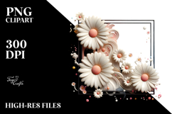 Glossy Daisy in Frame PNG Product Image 2