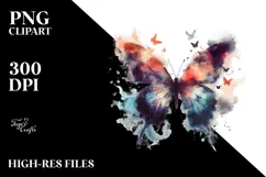 Grungy Butterfly Silhouettes PNG Product Image 2
