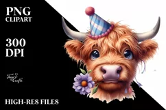 Cow Cow Portrait with Party Hat and Flower Product Image 1