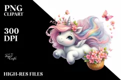 Cute Baby Unicorn Tumbling | Clipart Product Image 1