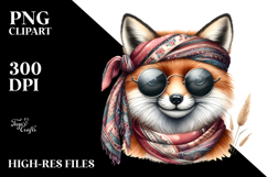 Funny Fox Wearing Silk Scarf Sunglasses | Sublimation Product Image 2