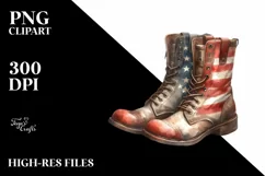 Washed Boots USA Colors Watercolor Clipart Product Image 1