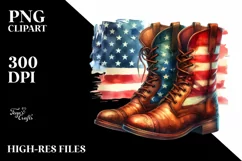 Washed Boots USA Colors Watercolor Clipart Product Image 3