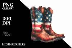 Washed Boots USA Colors Watercolor Clipart Product Image 1