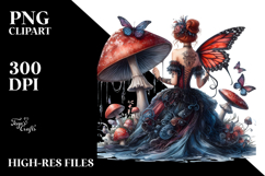 Gothic Fairy on Mushroom PNG Product Image 2