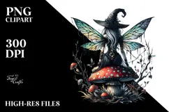 Gothic Fairy on Mushroom PNG Product Image 2