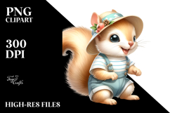 Cute Baby Squirrel in Summer Clothes PNG Product Image 2