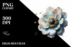 A Shiny Flower Clipart with Watercolor Splash Product Image 3