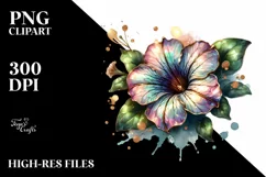 A Shiny Petunia Clipart with Watercolor Splash Product Image 3